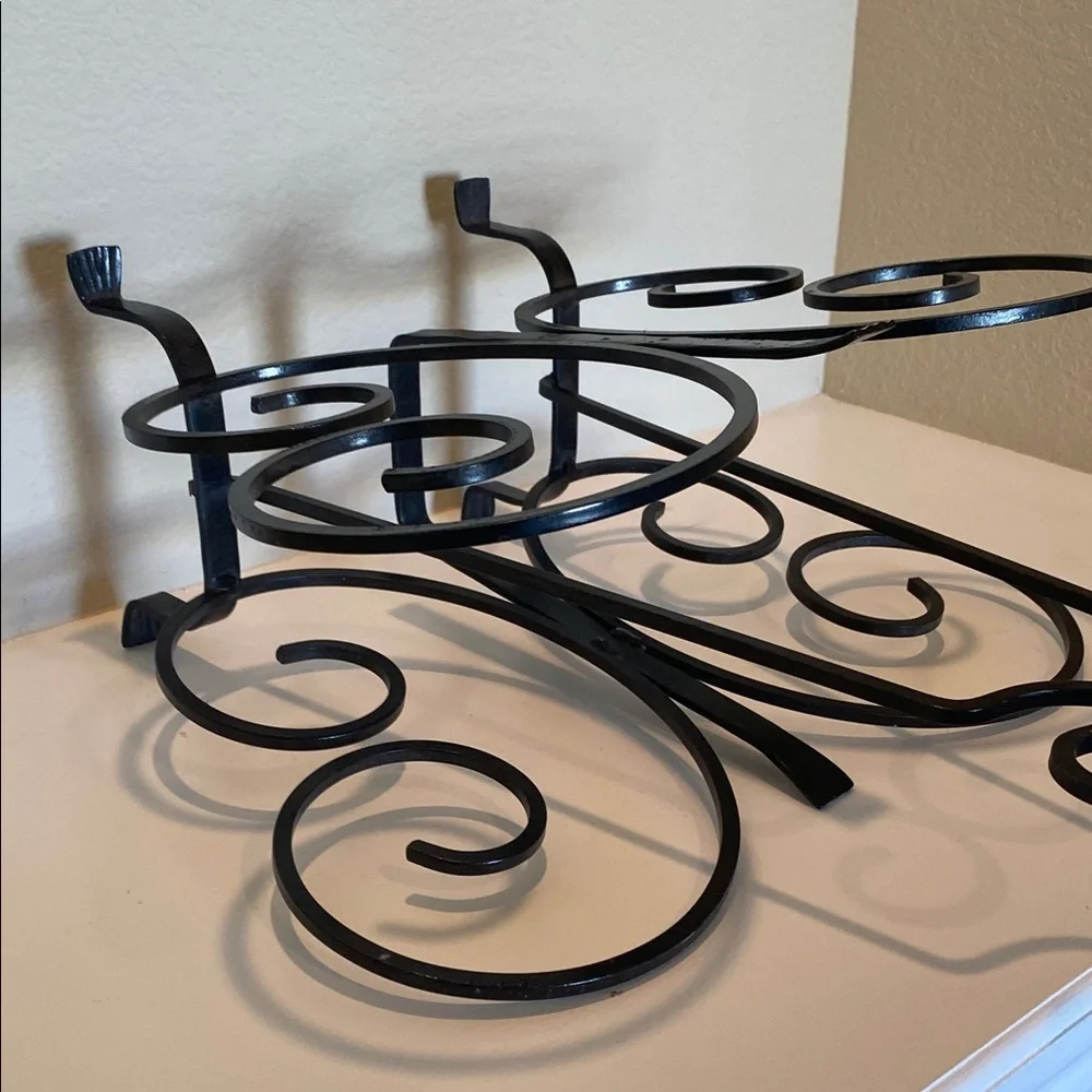Elegant Black Vintage Wrought Iron Magazine Stand. Butterfly Design.